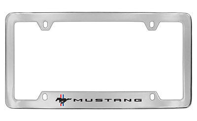 Ford Mustang Pony Chrome Plated Metal Bottom Engraved License Plate Frame Holder