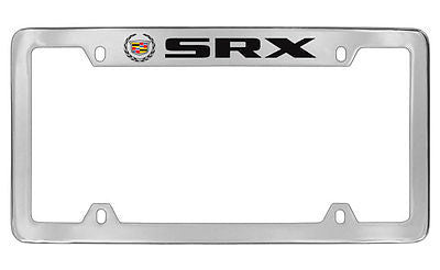 Cadillac SRX Chrome Plated Metal Top Engraved License Plate Frame Holder