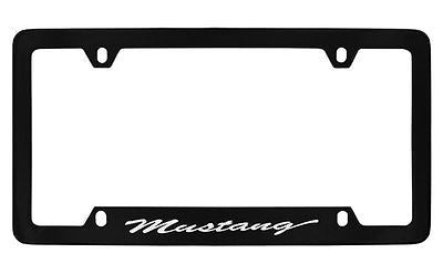 Ford Mustang Black Coated Metal Bottom Engraved License Plate Frame Holder